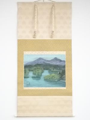 中野草雲筆　裏磐梯山　太巻　肉筆紙本掛軸（共箱・二重箱）□z